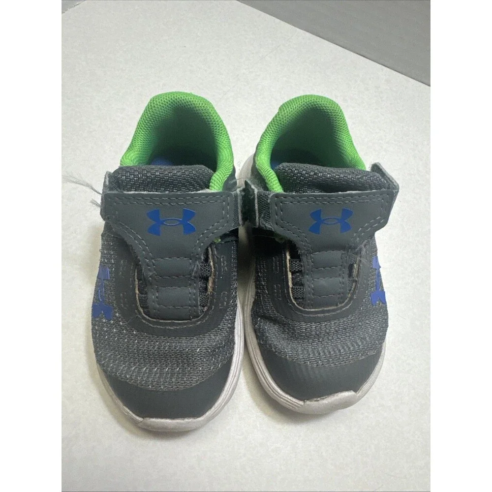 Under Armour 3025873-107 Unisex Kids Gray Green Mesh Hook & Loop Strap 5K